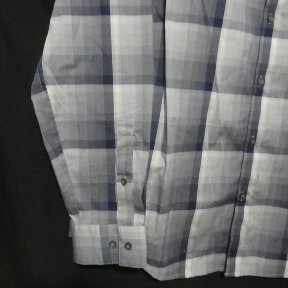 CALVIN KLEIN | Non-Iron | Body Fit | large 16-16.5 | Blue Plaid Button-up Shirt - Picture 6 of 16